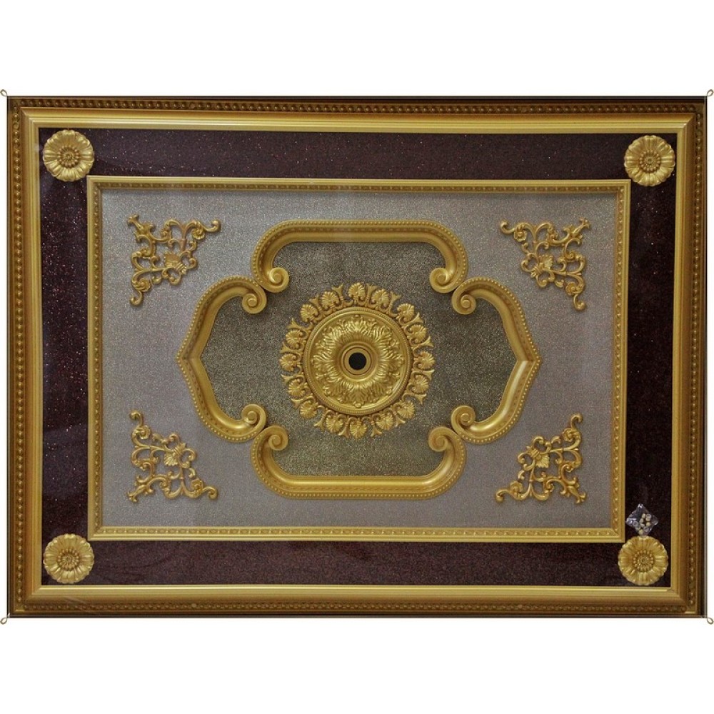 120x160 Cm Dikdortgen Osmanli Saray Tavan S-505 Avize Gobegi Altin Varak Kaplamali 3D